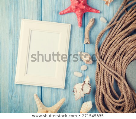 Stockfoto: Summer Time Sea Vacation With White Blank With Copy Space Star