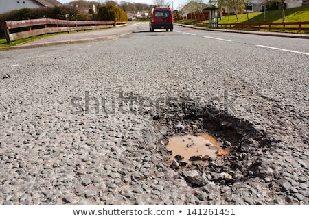 Foto stock: Asphalt Road Hole Damage