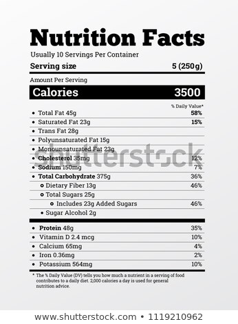 ストックフォト: Nutrition Facts Label Design Vector Content Of Calories Vitamins Fats And Other Elements