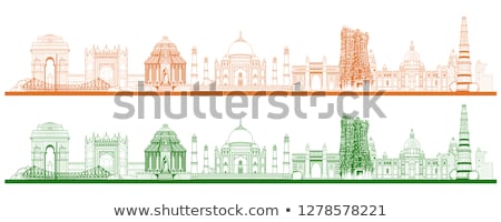 Zdjęcia stock: Famous Indian Monument And Landmark Like Taj Mahal India Gate Qutub Minar And Charminar For Happy