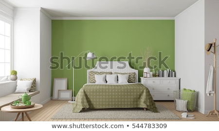 [[stock_photo]]: White And Green Bedroom With Lights