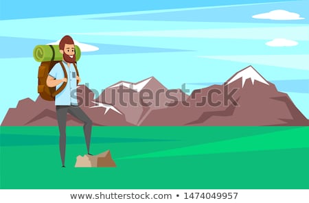 Stock fotó: Man Hiking Or Climbing Sporty Hobby Risk Vector