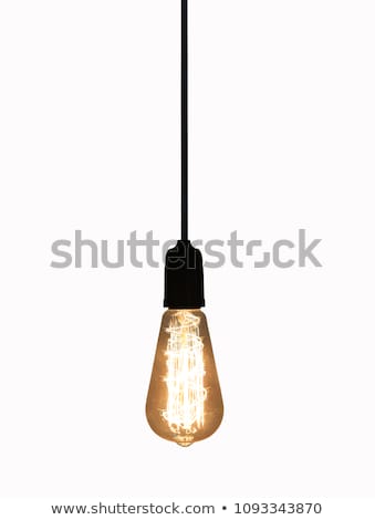 Imagine de stoc: Hanging Light Bulbs On A White Background