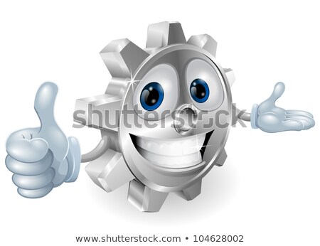 Stock fotó: Cog Wheel Mascot Ok Illustration