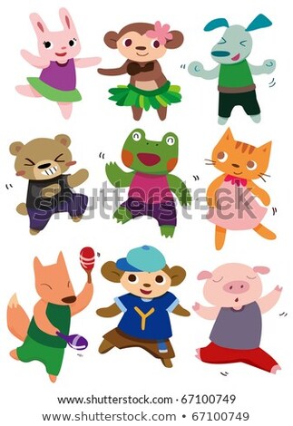 Stock fotó: Doodle Animal Character For Monkey Dancing