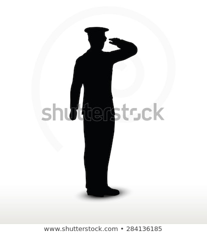 Stock photo: Army General Silhouette With Hand Gesture Saluting