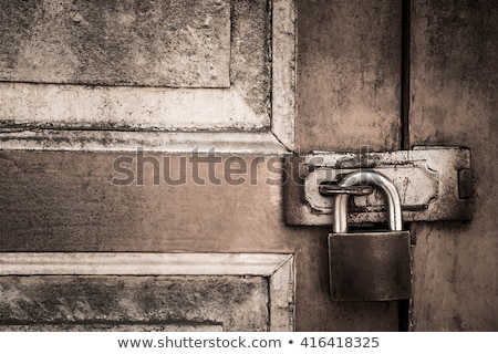 ストックフォト: Doors Locked With Rusty Padlock