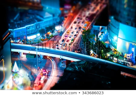 Stockfoto: Tilt Shift Futuristic Night Cityscape Bangkok Thailand