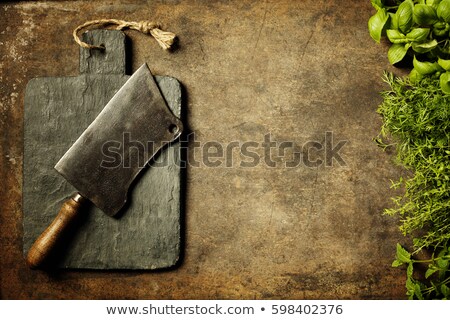 Stock photo: Vintage Cutting Boardmeat Cleaver And Cooking Ingredients