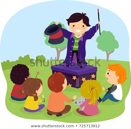 Stockfoto: Stickman Kid Magician Outdoors Illustration