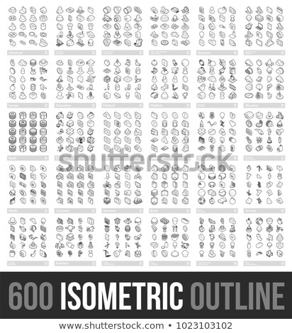 Stok fotoğraf: Music Color Outline Isometric Icons