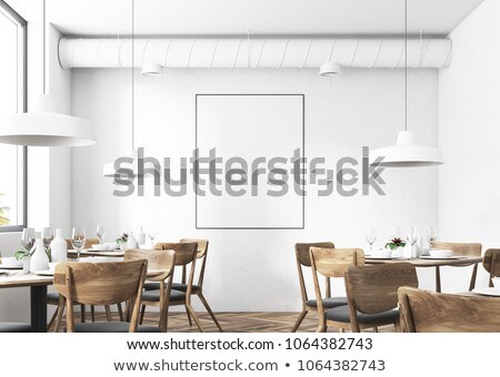 Foto stock: White Square Poster In Modern Loft Interior 3d Rendering