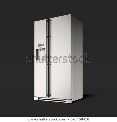 Zdjęcia stock: Silver Refrigerator In The Black Studio 3d Rendering