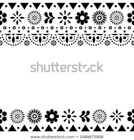 Mexican Vector Greeting Card On Invitaitons Wtih Flowers And Abstract Shapes On White Stock fotó © RedKoala