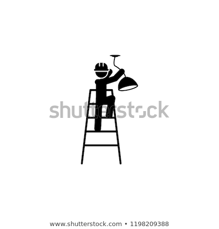 Foto stock: Solar Installation Workers Icon Vector Outline Illustration