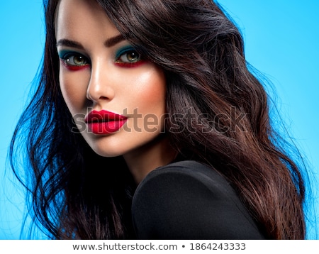 ストックフォト: Beautiful Young Woman With Red Lipstick