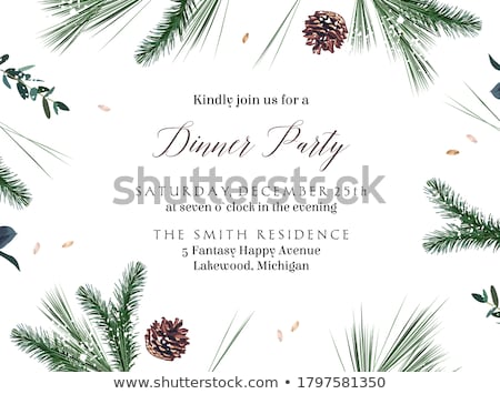 Zdjęcia stock: Christmas Composition With Pine Cones And Winter Greenery