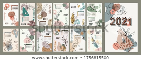 Stock fotó: Floral Spring Calendar Vector Illustration