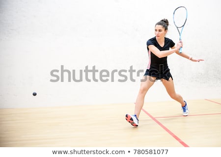 Stockfoto: Squash Players In Action On A Squash Court