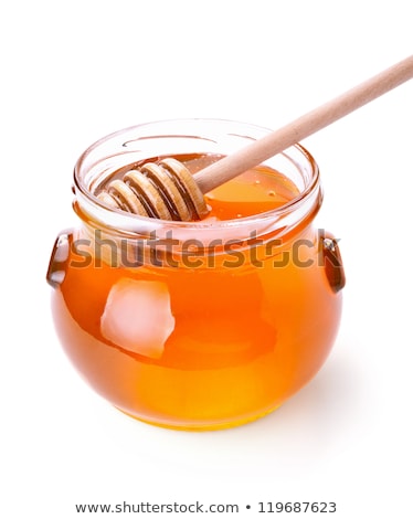 Stock photo: Jar Of Honey With Wooden Drizzler