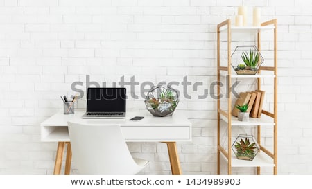 Stockfoto: White Interior With Laptop On Table