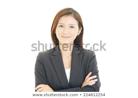 Cheerful Business Woman Crossing Her Arms On The White Background Stock foto © sunabesyou