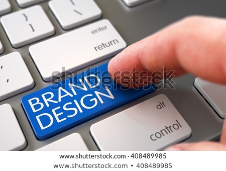 Foto stock: Blue Brand Design Keypad On Keyboard 3d Illustration