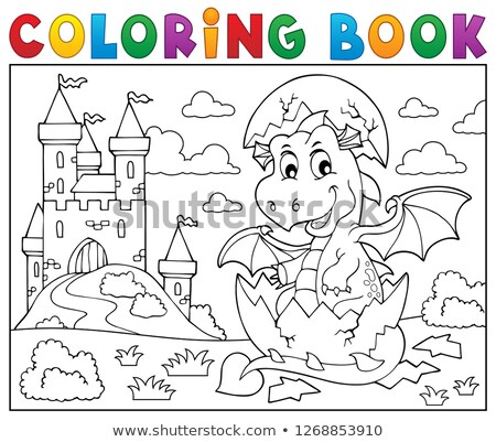 Foto stock: Coloring Book Dragon Hatching From Egg 2