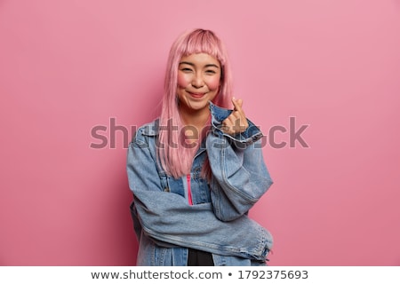 Stock foto: Optimistic Lovely Woman With Dyed Hair Satisfied Expression Wears Turtleneck Jumper Holds Takeawa