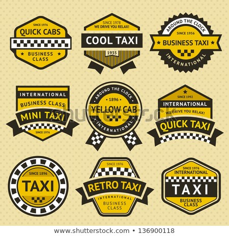Taxi Cab Set Insignia Vintage Style Stok fotoğraf © Ecelop