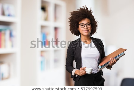Stok fotoğraf: Happy Smiling Business Woman With Folder