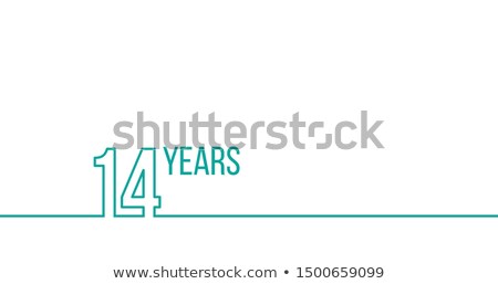 Stockfoto: 14 Years Anniversary Or Birthday Linear Outline Graphics Can Be Used For Printing Materials Brouc
