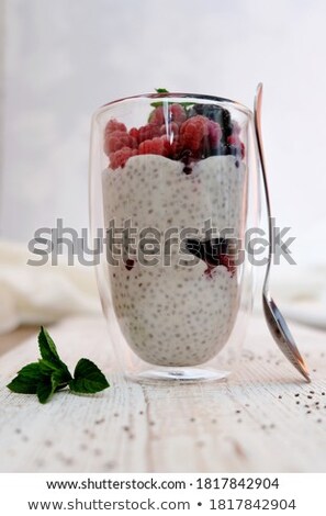 Foto stock: Fresh Raw Organic Blueberries On Wooden Spoon On White Background Food Concept