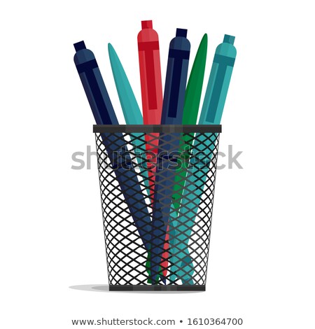 Stock foto: Pen In A Holder Basket Office Organizer Box