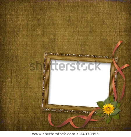 ストックフォト: Old Gilded Frame With Bunch Of Flowers On The Abstract Backgrou