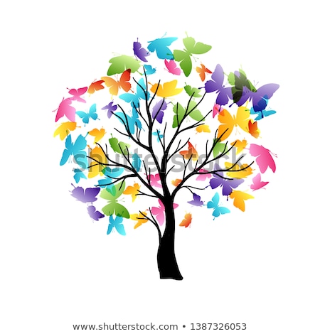 Zdjęcia stock: Tree With Butterfly Element For Design Vector Illustration