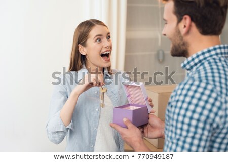 Сток-фото: Man Receiving The Keys To His New House