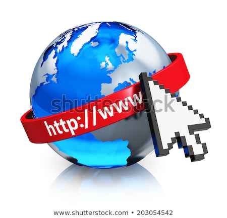 Stok fotoğraf: Glass Globe Earth Map 3d Blue And Cursor With Internet Address