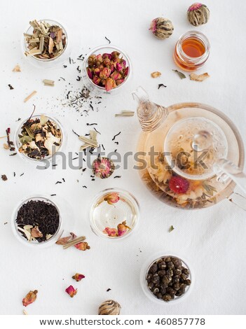Stok fotoğraf: Top View Of Tea Flower In A Clear Teapot