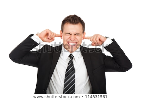 Stok fotoğraf: Businessman Hold Hands On Temples Ears