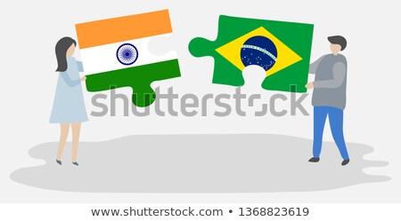 Zdjęcia stock: India And Brazil Flags In Puzzle