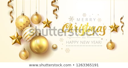 Stok fotoğraf: White Isolated Card With Christmas Balls Eps 10