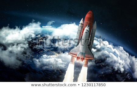 Stock fotó: A Rocket Near The Moon