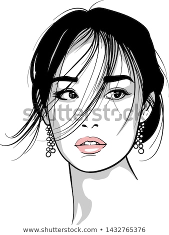 Foto stock: Pretty Young Asian Woman Isolated In White Vector Illustration