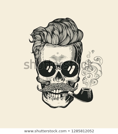 Stockfoto: Illustration Of Bearded Sailor Smoking Pipe