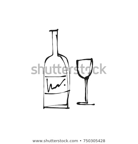 Stok fotoğraf: Hand Drawn Illustration Wine Glass And Bottle