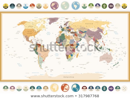 Foto stock: Set Of Color Atlases Multicolored Map Of Earth World Continent