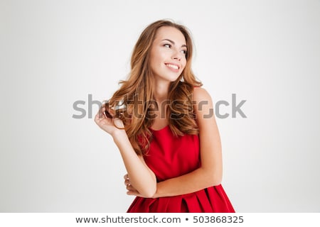 Сток-фото: Portrait Of A Joyful Young Woman In Red Dress