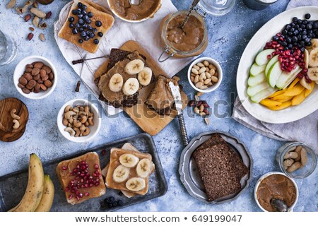 Zdjęcia stock: Blueberry Smoothie And Peanut Butter Toast