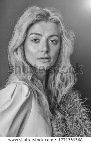 Foto stock: Portrait Of Wonderful Young Blonde Woman With Long Hair Looking At Camera Smiling